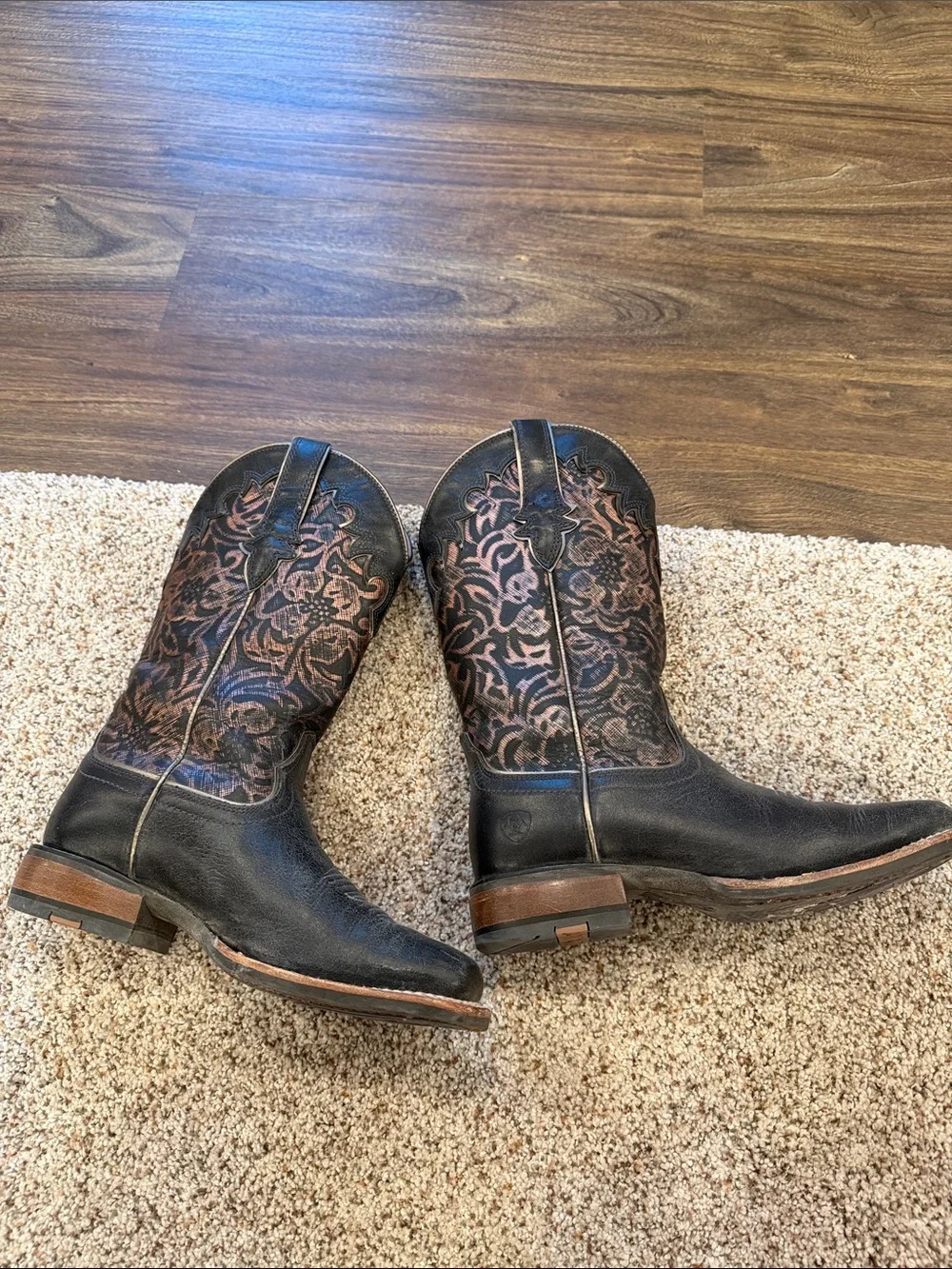 Ariat Black Leather Western Cowboy Boots